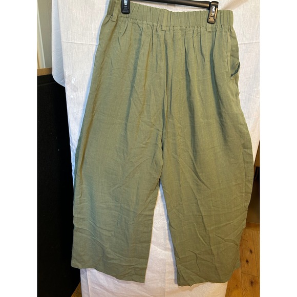 Halara Wide Leg Culotte Pants Olive Green Women's XL Polyester Blend Cropped - Picture 2 of 6